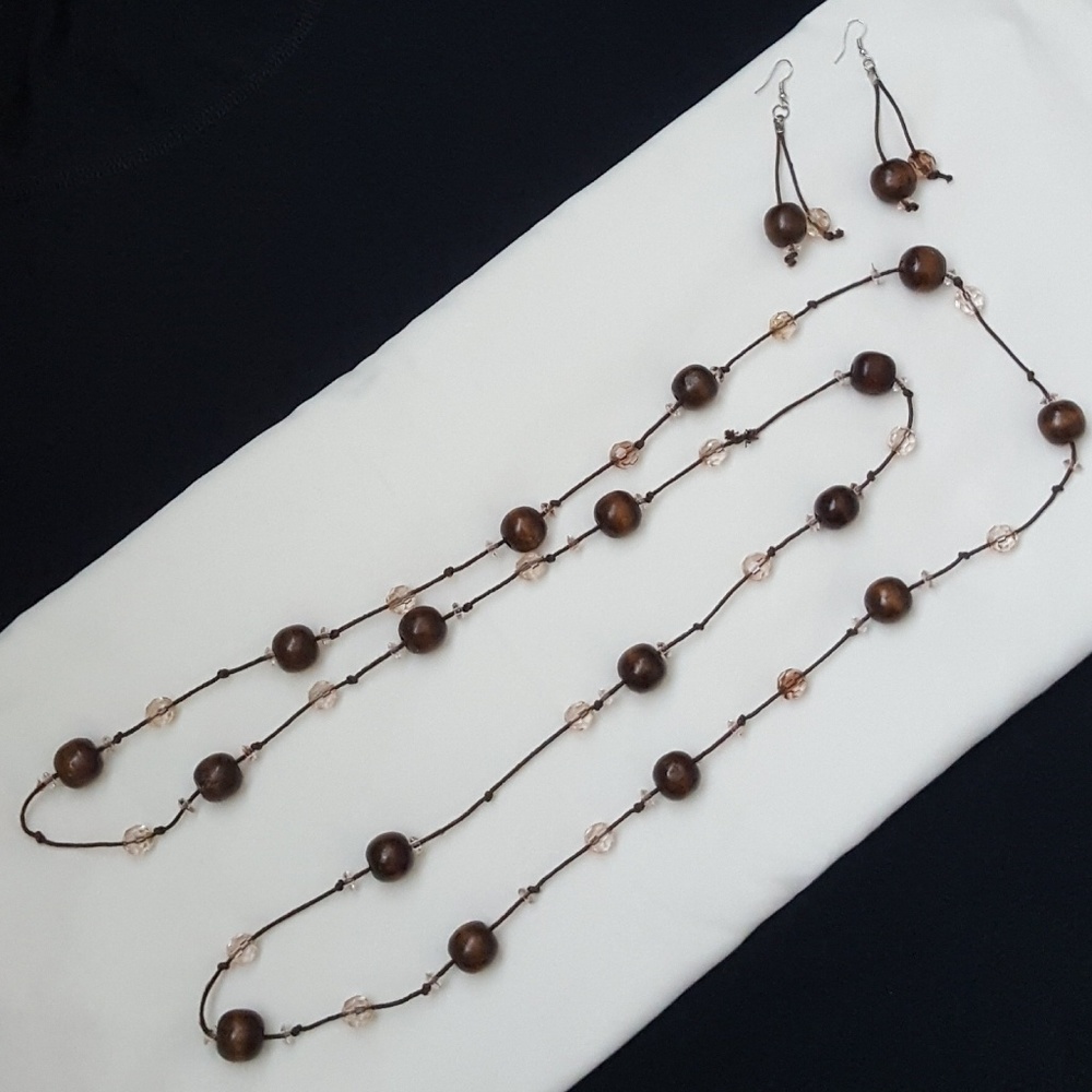 Wooden Necklace and Earrings Set